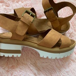 Cato Brown Suede Platform Sandals Size 8